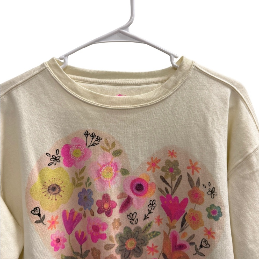 NATURAL LIFE NATURAL LIFE Heart Wildflowers Sweatshirt Cream Pink Size XS - Picture 6 of 10